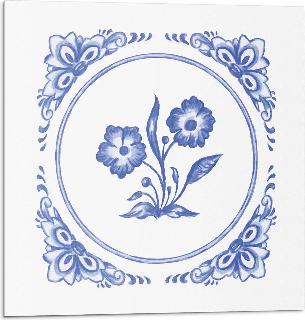 Blumenmuster Im Kreis – Selbstklebende Fliesen – Wandverkleidung – Wandpaneel – PVC Fliesen – Vinylflisen – PCV Flisen – Selbstkleben...
