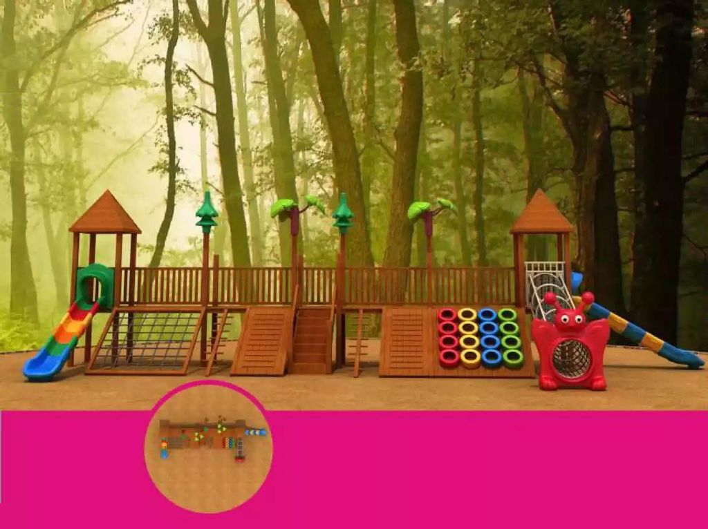 Spielplatz für Kinder mit Rutschen Kletterwand Outdoor Aktivitäten Spielplätze