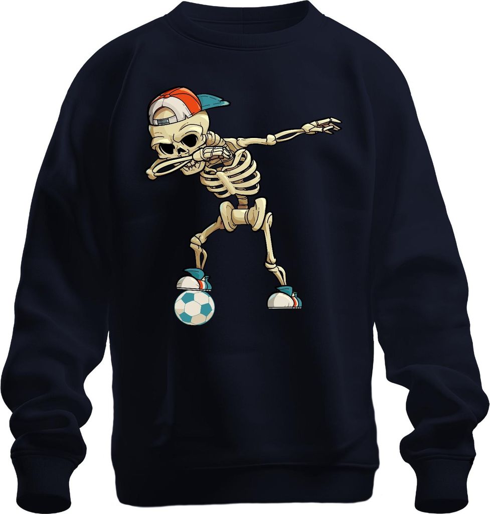 Dab Skelett Fußball Cap Sneaker Streetwear Halloween Cool Sport Uni Sweatshirt Pullover, Navy, L