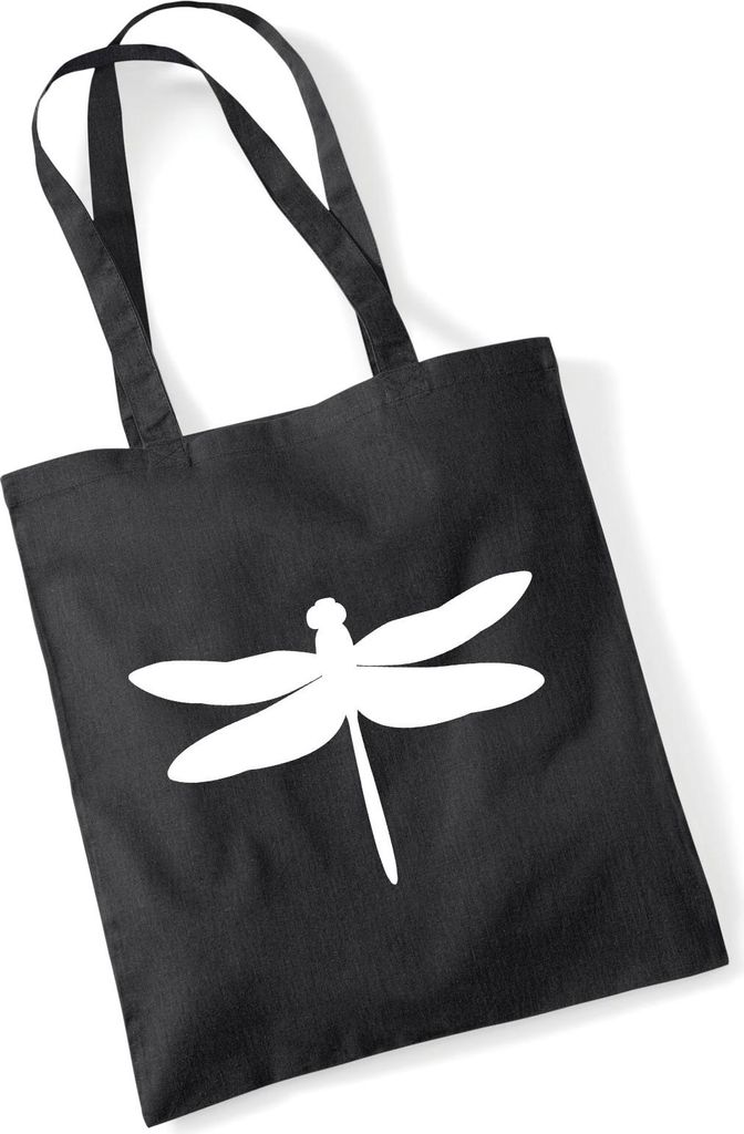Huuraa Jutebeutel Libelle Silhouette 10 Liter Black Baumwolle Tasche Geschenkidee
