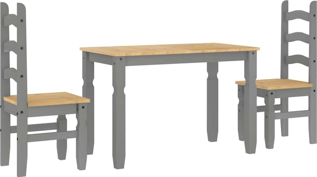vidaXL 3-tlg. Essgruppe PANAMA Grau Massivholz Kiefer