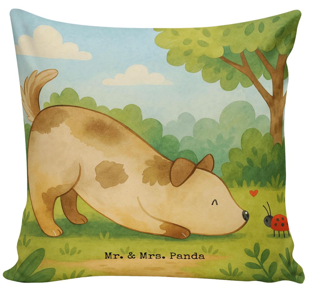 Mr. & Mrs. Panda kissen für sofa Hund Marienkäfer Design - Weiß - Geschenk, Mischlingshund, Kuschelkissen, Neugierig, Deko, Zierkissen, Tierlieb...
