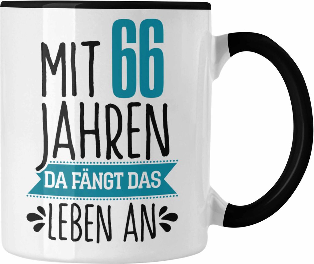 Trendation - Lustiges Geschenk 66. Geburtstag für Männer und Frauen Tasse 66er Geschenkiee Spruch (Schwarz)