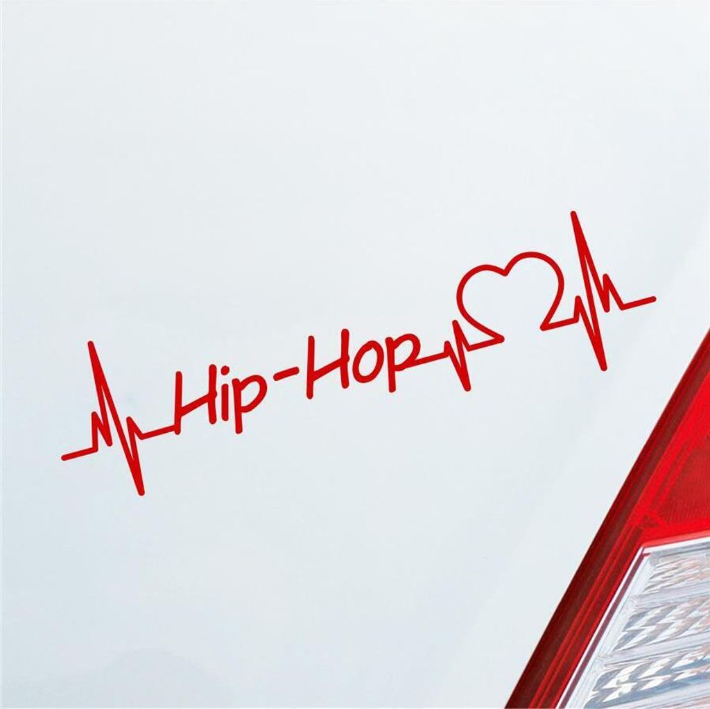 Auto Aufkleber Hip-Hop Herzschlag Tanzen Musik Rhythmus Sport Liebe 19x19 cm Rot Sticker Heckscheibenaufkleber