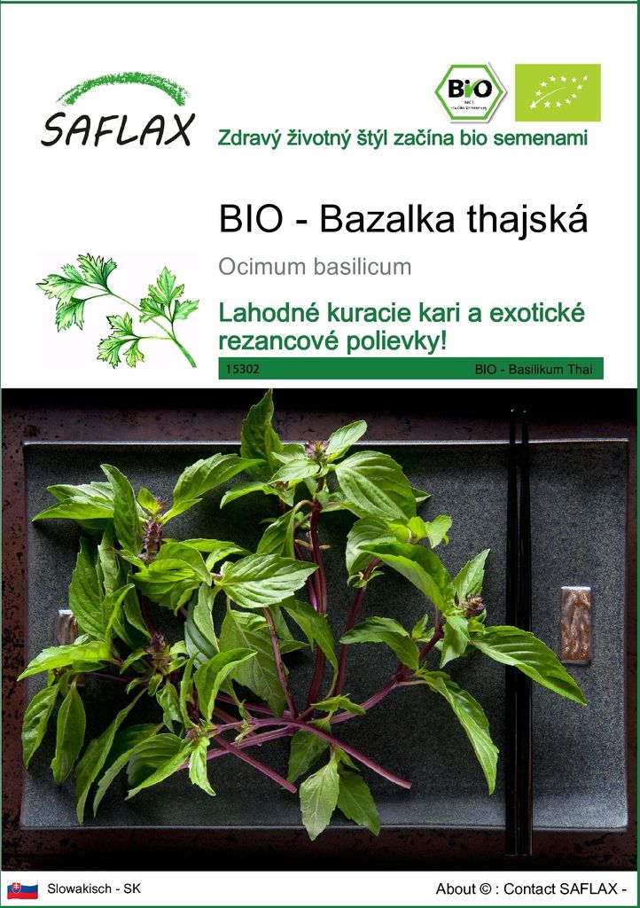 SAFLAX - BIO - Bazalka thajská - Ocimum basilicum - 250 Obrázok produktu 