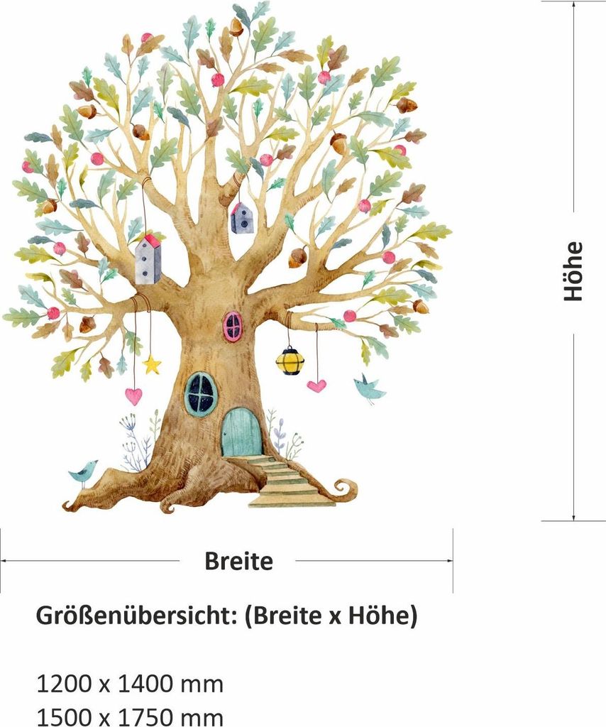 241 Wandtattoo bunter Baum - Größe 1500 x 1750 mm