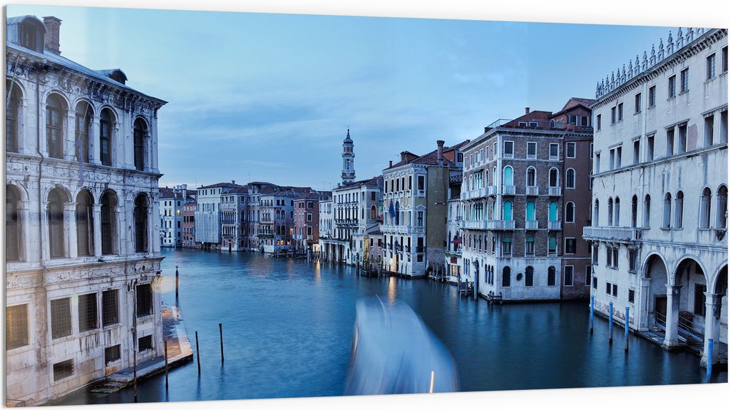DEQORI Küchenrückwand Glas 100x50 cm 'Abendliches Venedig' Spritzschutz Bad Rückwand Küche