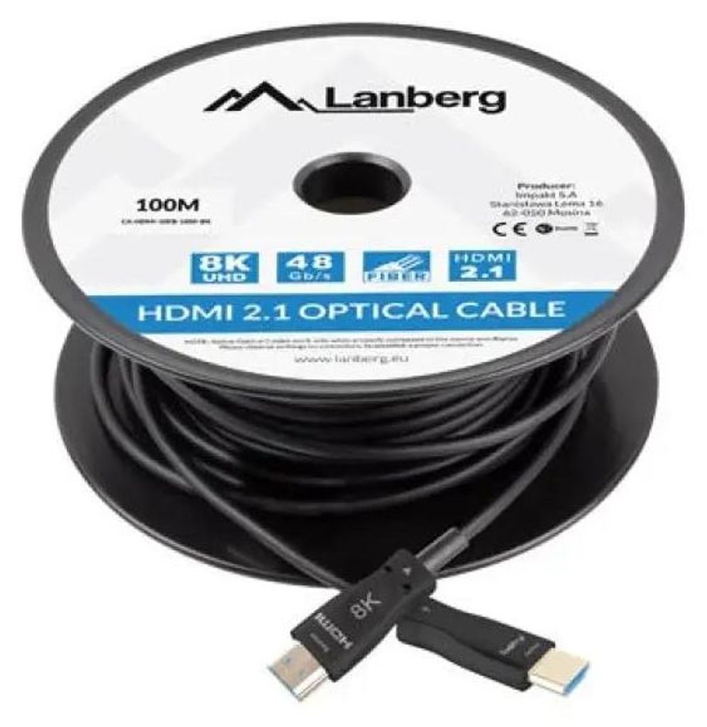LANBERG HDMI-Kabel M/M V2.1 100m 8K optisch AOC schwarz