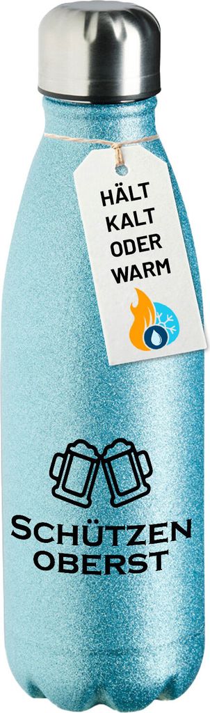 Huuraa Trinkflasche Schützenoberst Schützenfest 500ml Blue Edelstahl Wasserflasche Trinkflasche Geschenkidee