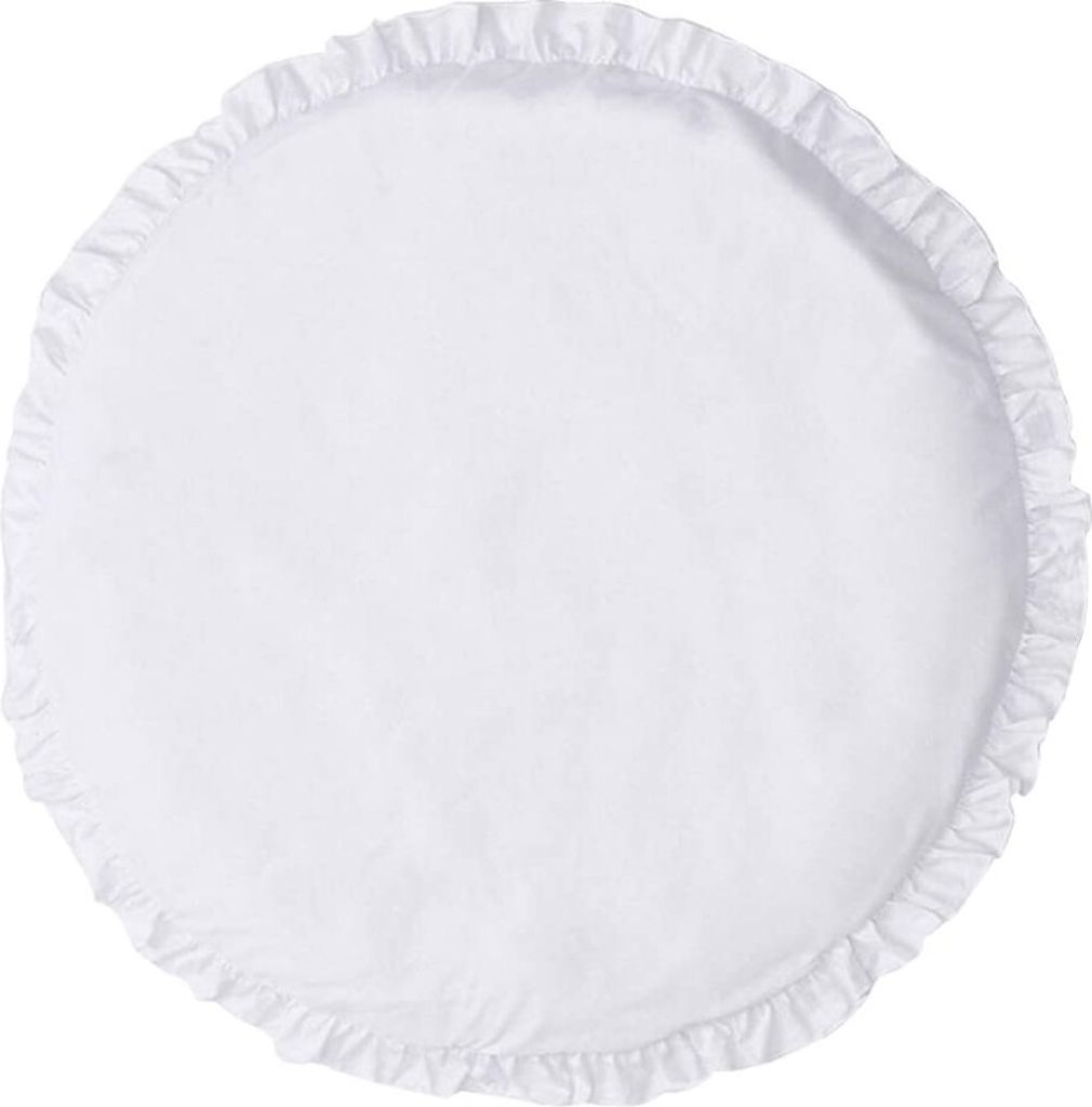 Baby Baumwolle Krabbeldecke Rund weich gepolstert Krabbeldecke Gepolstert Kinderteppich Baby Spielmatte Spieldecke 100cm (Weiß)