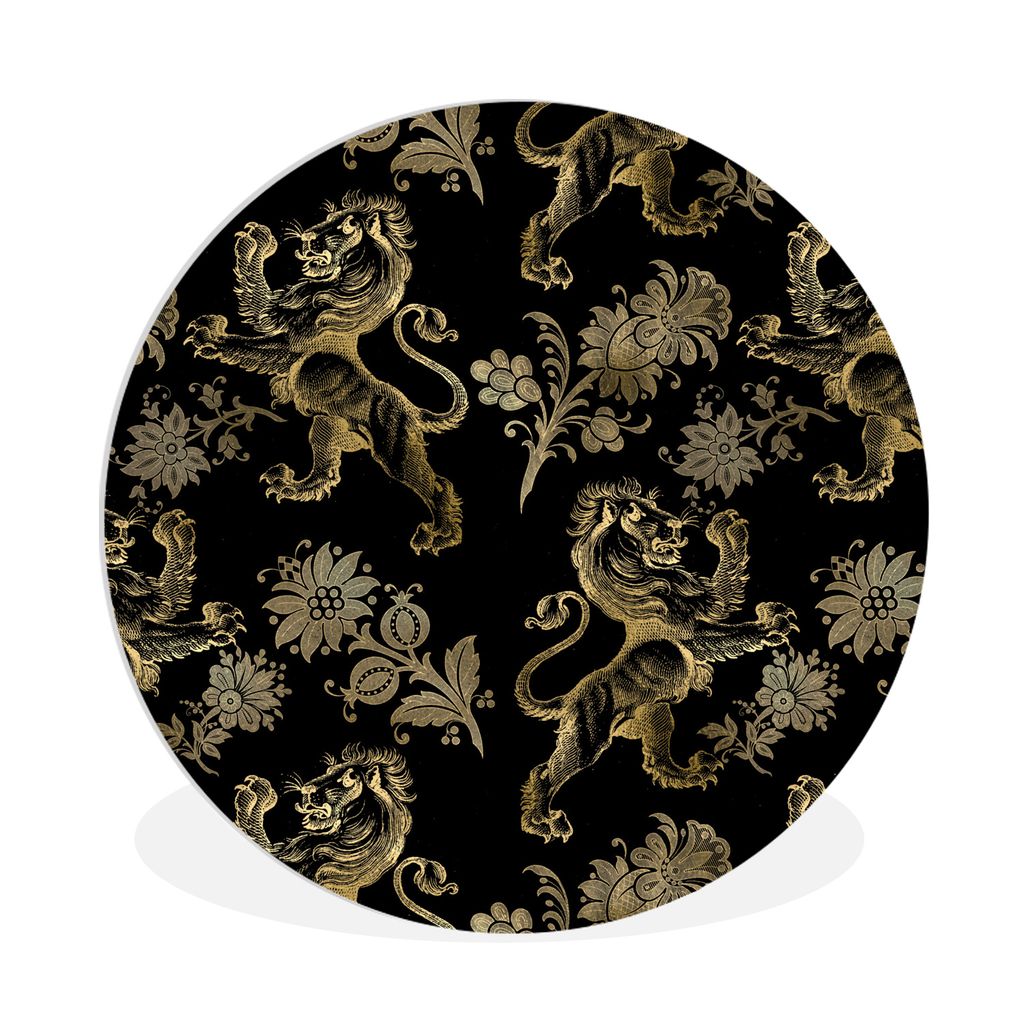 MuchoWow Rundes Wandbild - Runde Bilder Muster - Drache - Gold Ø 90 cm Kreis Wanddekoration Kunststoff - Wandkreis - Wandschmuck - Wand-Kreis - ...