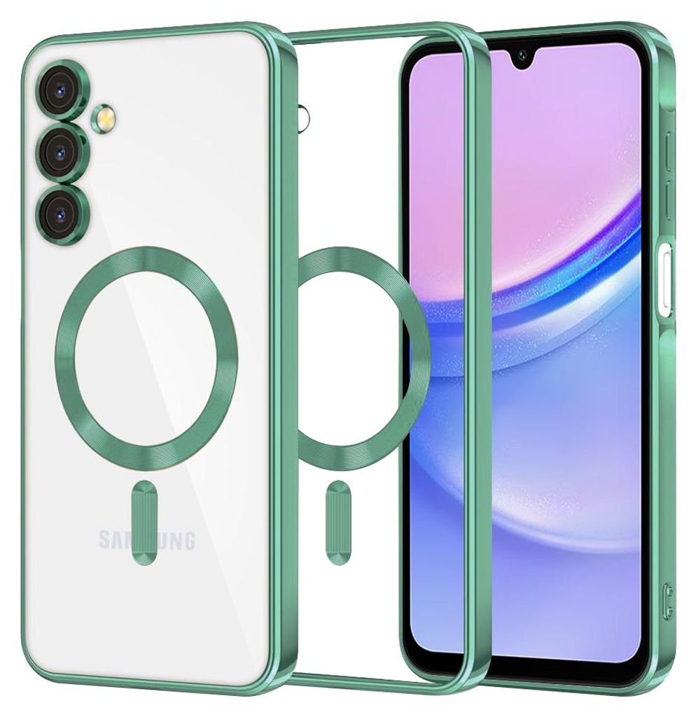 Techsuit Luxury Crystal Back Cover Hülle mit MagSafe für Samsung Galaxy A15 4G/5G - Hellgrün