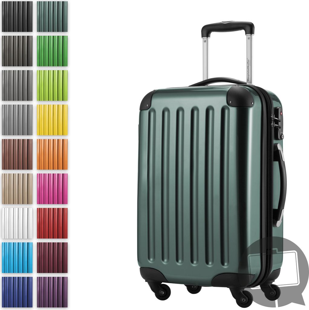 Alex - Handgepäck-Koffer mit Erweiterung Kabinentrolley 4 Rollen, Bordgepäck für jede Airline, Reisetrolley Größe S Hartschale glänzend, 55 c...