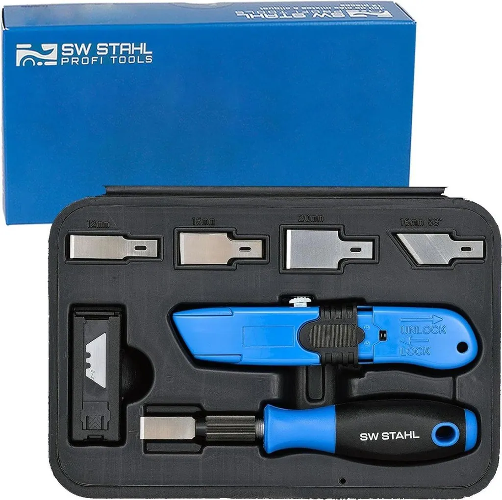 Jeu de racloirs et couteaux en acier trempé avec coffret de 27 outils