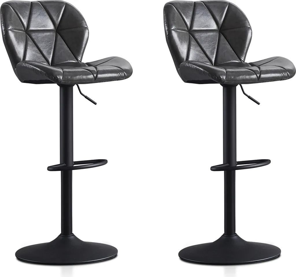CLIPOP Tabouret de Bar Gris en Similicuir - Set de 2 Chaises de Bistrot