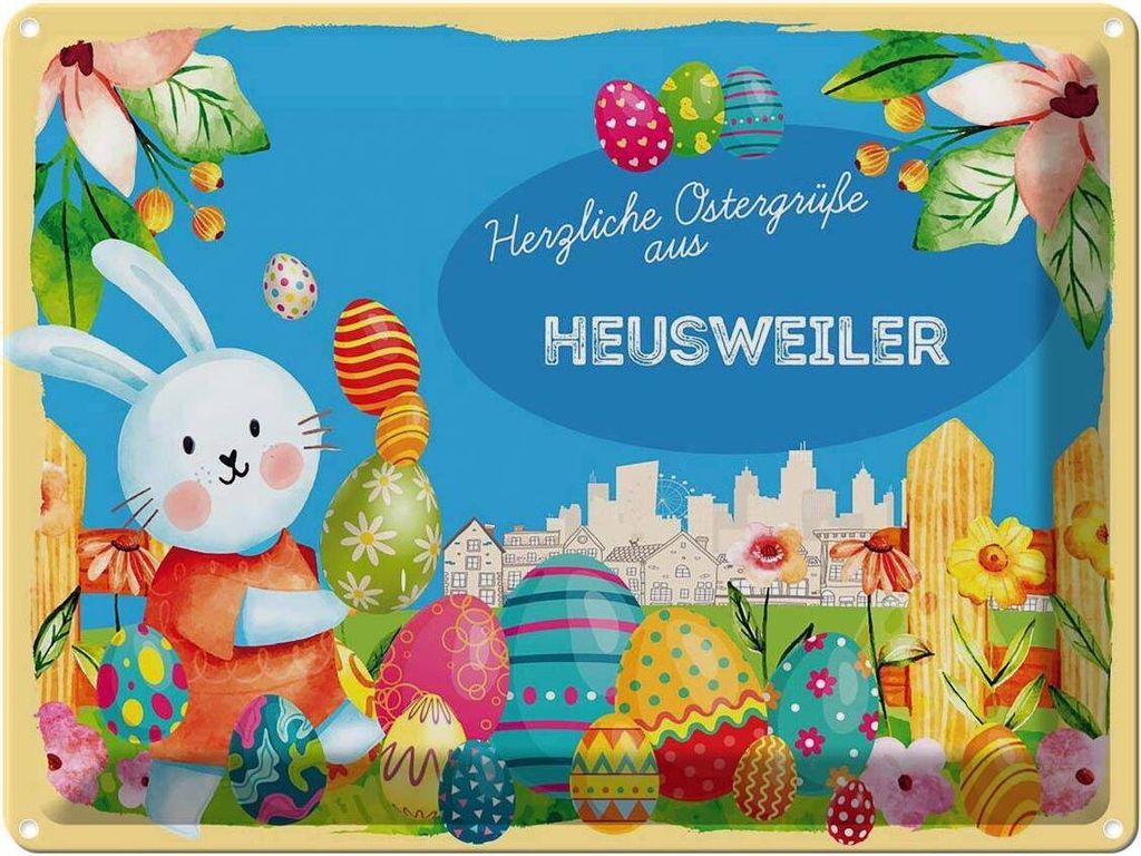 vianmo Blechschild 30x40 cm Ostern Ostergrüße HEUSWEILER Gruß
