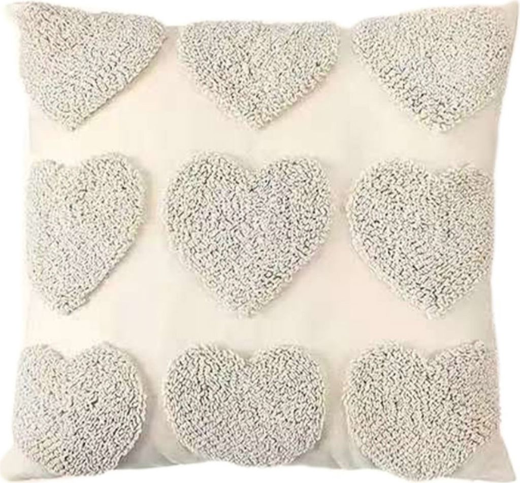 Kissenbezug mit 3D-Herzmuster, kurzer Plüsch, versteckter Reißverschluss, Kissenbezug für Schlafzimmer, Wohnzimmer, Sofa, Valentinstag, Dekoration