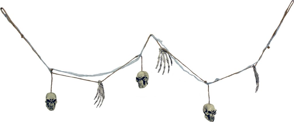 XXL Knochen und Totenkopf Girlande - 180 cm | Gruselige Party Halloween Dekoration