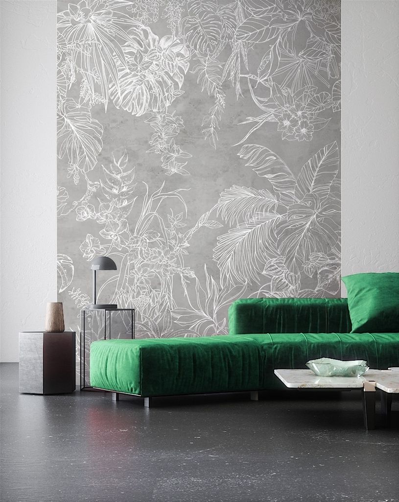 NEWROOM Tapete Grau Vliestapete Blumen - Wandbild Floral Weiß Dschungel Blätter Tapete Romantisch Blumentapete