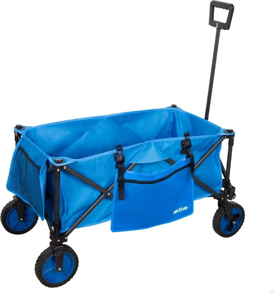 Chariot de transport pliable Aktive bleu avec roues 360 degrés