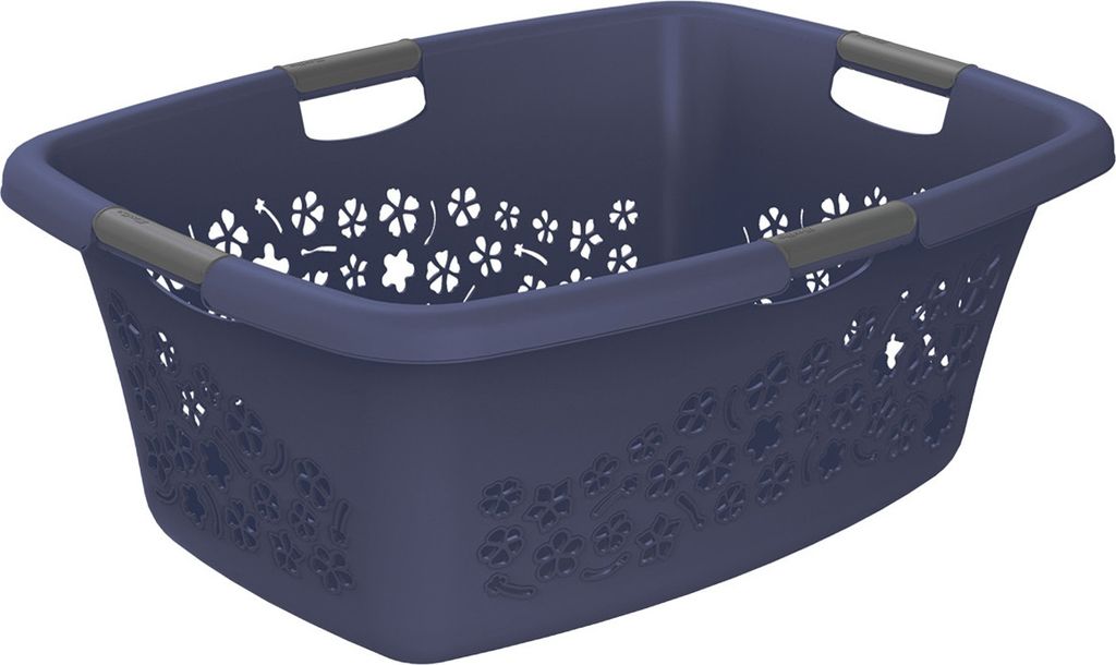 Panier à linge 50 l FLOWERS, couleur:Iris bleu foncé ged. Image du produit 