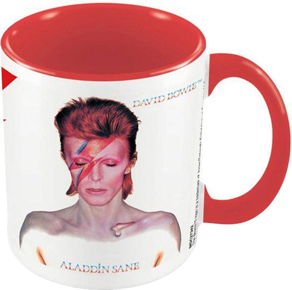 David Bowie - Kaffeebecher "Aladdin Sane", Zweifarbige Innenseite PM9224 (Einheitsgröße) (Weiß/Rot)