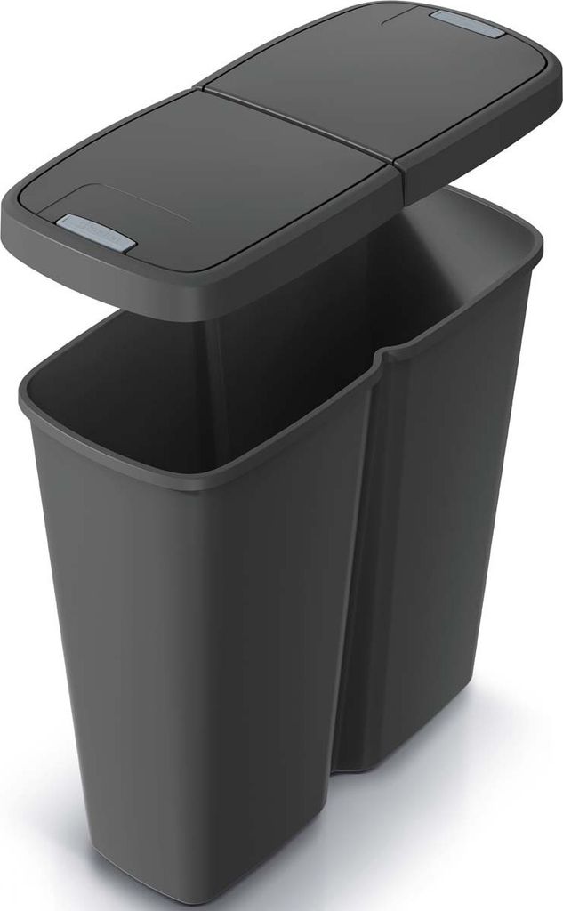 MONZANA® Mülleimer Küche 50L 2 Fächer mit Deckel Druckknopf Produktbild 2