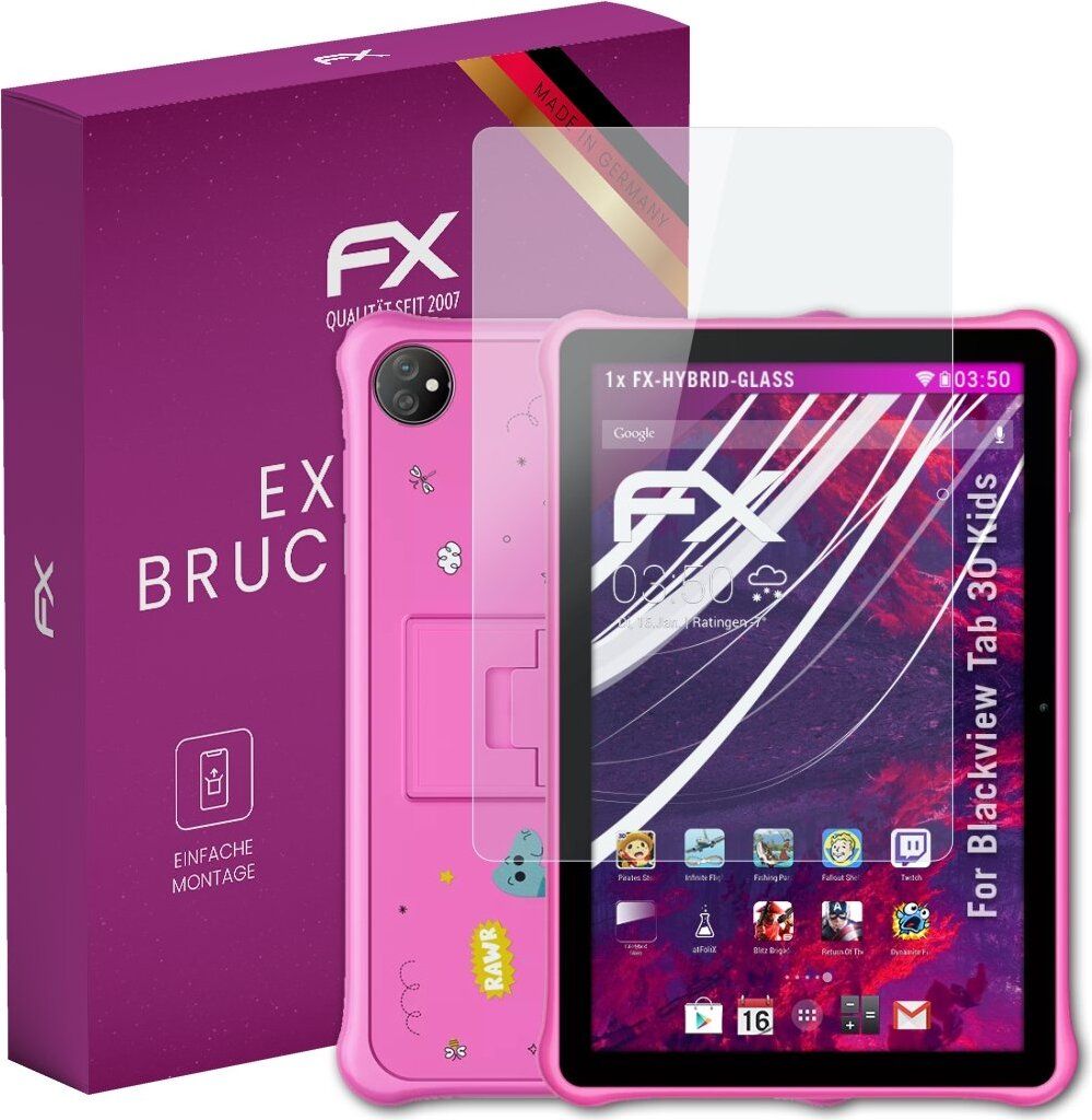 atFoliX FX-Hybrid-Glass Displayfolie kompatibel mit Blackview Tab 30 Kids Glasfolie