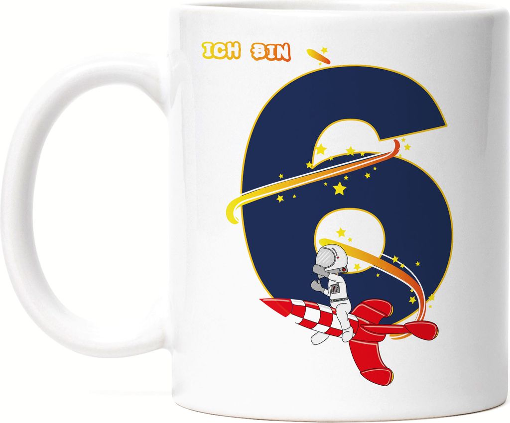 Ich Bin 6 Tasse 6. Geburtstag Weltall Astronaut Fans Rakete Geschenkidee 6 Jahre Alt
