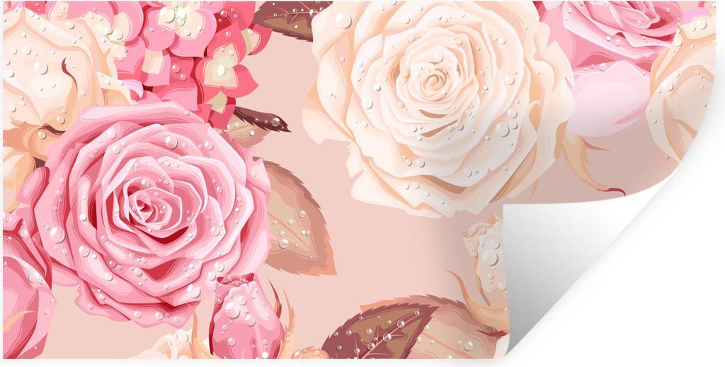MuchoWow Wandtattoo Wandsticker Wandaufkleber Rosen - Natur - Blumen 160x80 cm Selbstklebend und Repositionierbar - Sticker - Dekorfolie
