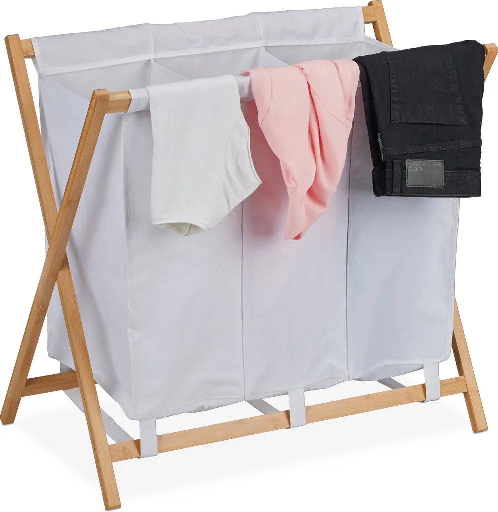Relaxdays Laundry Sorter 3 Scomparti | Sistema Ordinato per il Bucato