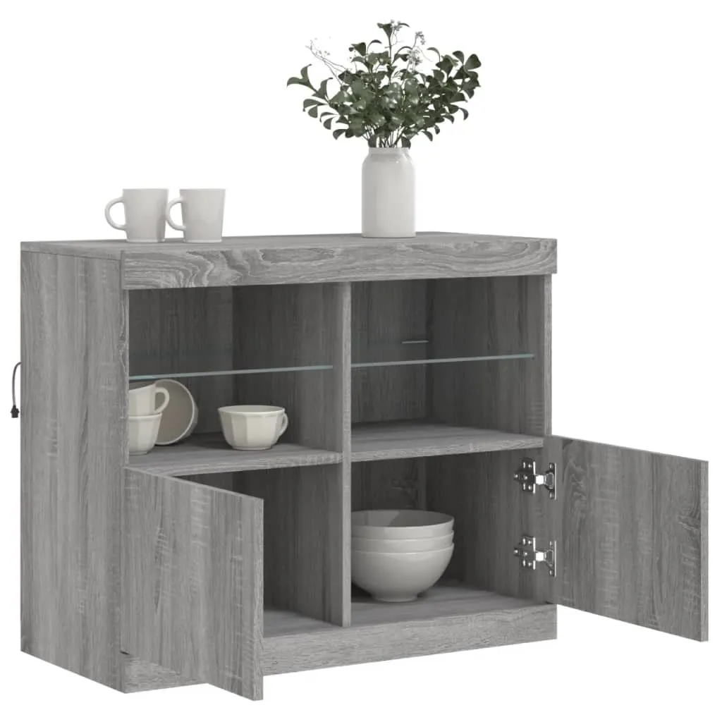 Mobile Credenza LED Grigio Sonoma 81x37x67 cm | Miglior Prezzo Online - 5