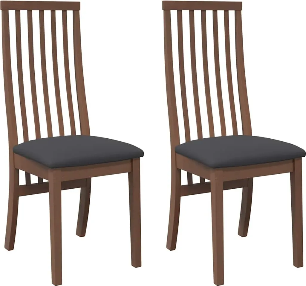 Set 2 Sedie vidaXL in Legno di Gomma Marrone con Seduta Imbottita