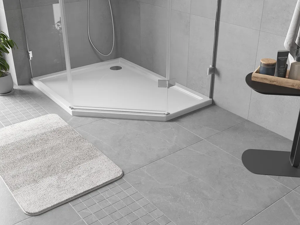 Bac à douche pentagonal 90x80 cm Mexen Flow : accès facile et design - 2