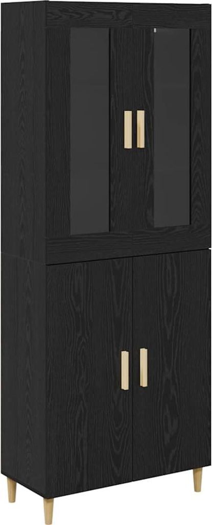 Highboard Schwarz Eichen-Optik 69,5 x 34 x 180 cm