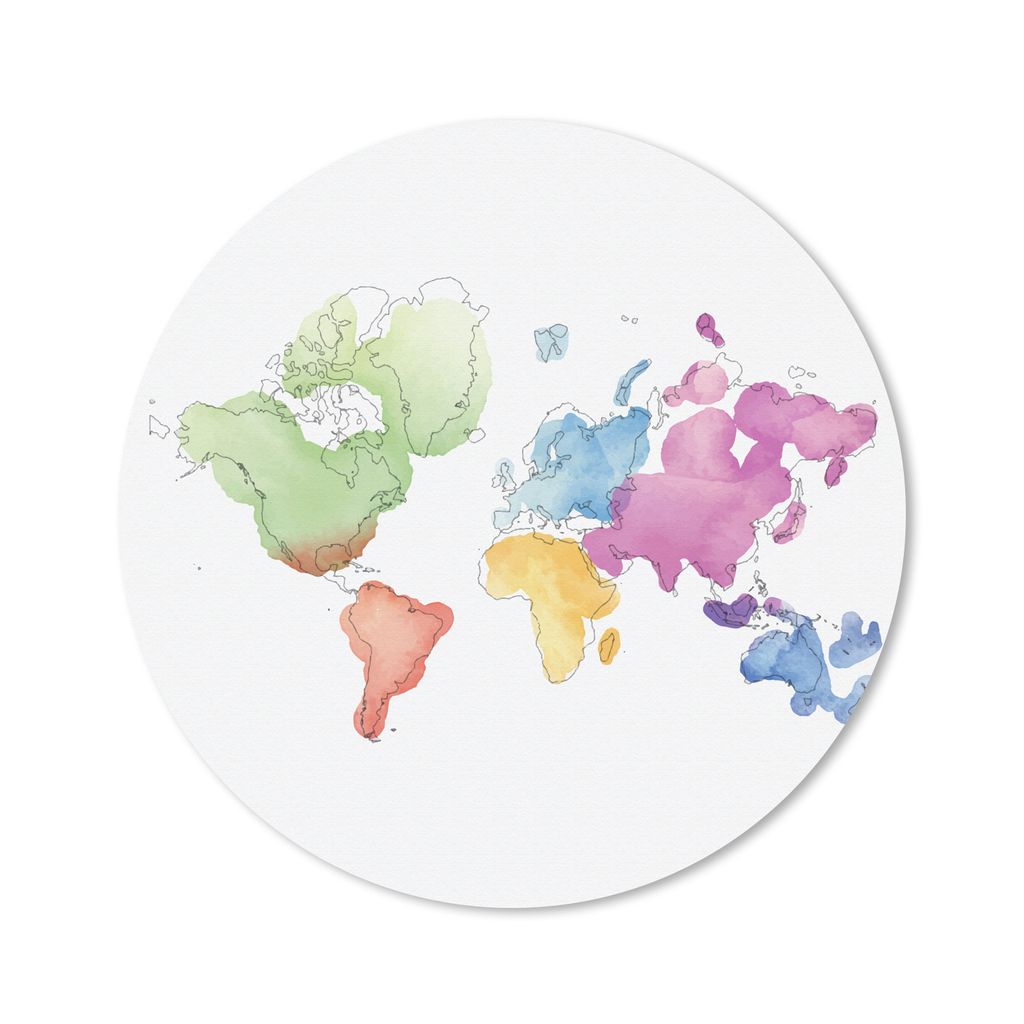 MuchoWow Mauspad Mousepad Moderne Weltkarte in Aquarell 20x20 cm - Mousepads - Maus Mat - Pad - Mausunterlage - Schreibtischmatte
