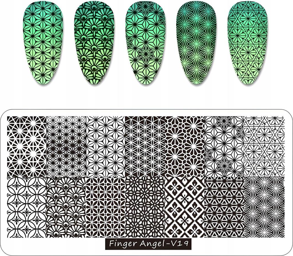 Finger Angel Nail Art Stempelplatte - V19