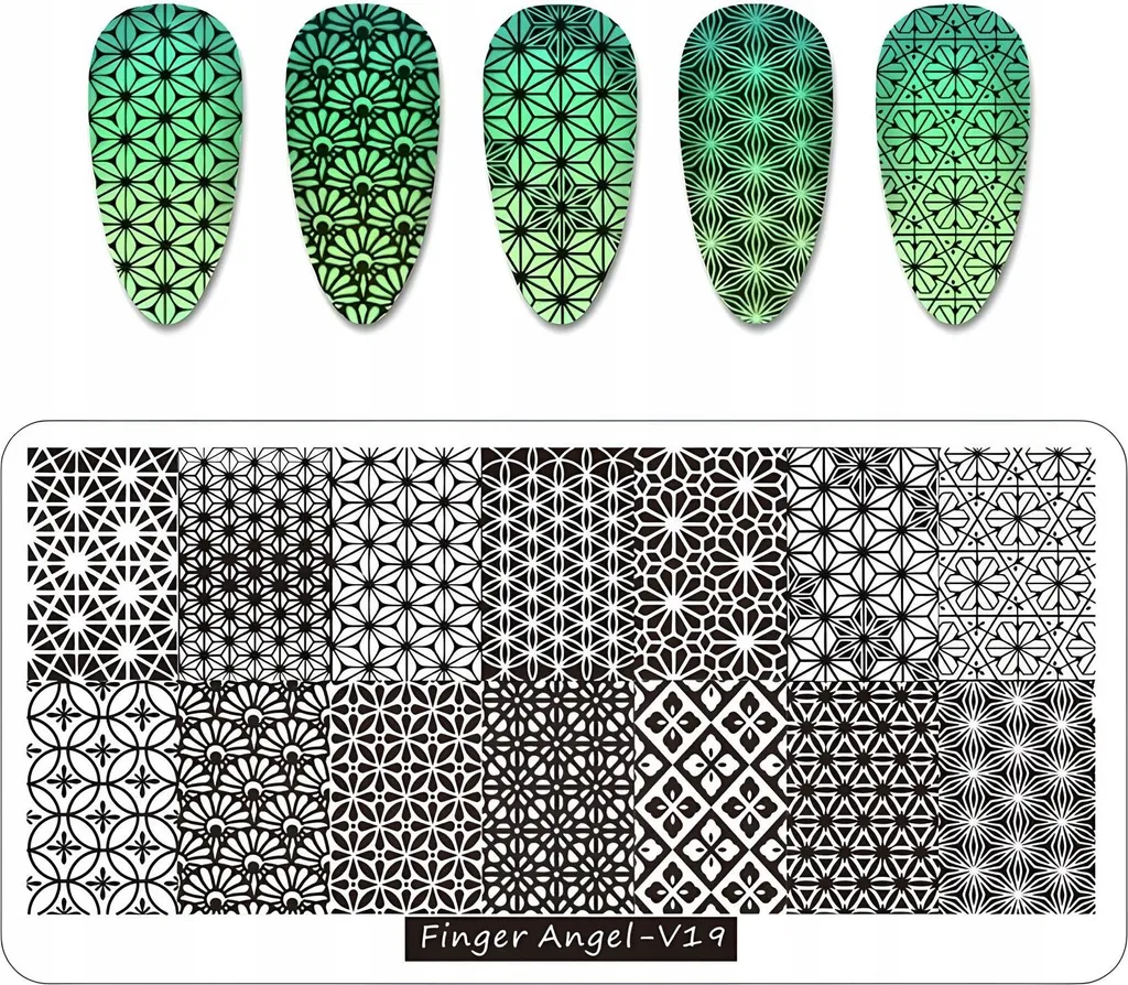 Piastra Stamping Finger Angel V19 - Acciaio Inox Professionale Nail Art