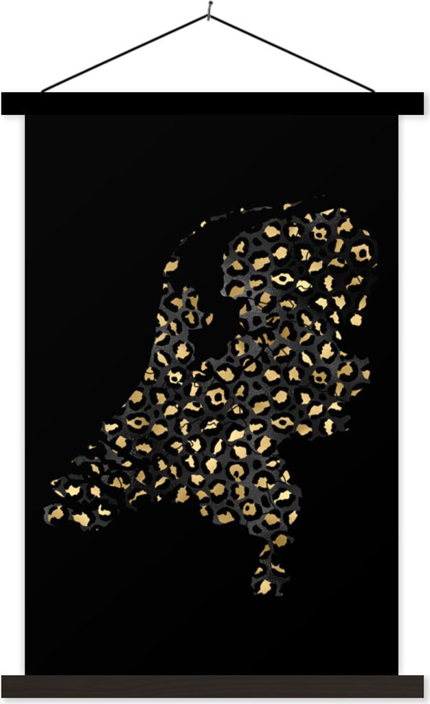 MuchoWow Textilposter Karte von Europa - Niederlande - Panther Druck 120x180 cm mit schwarzem Rahmen - Fotos