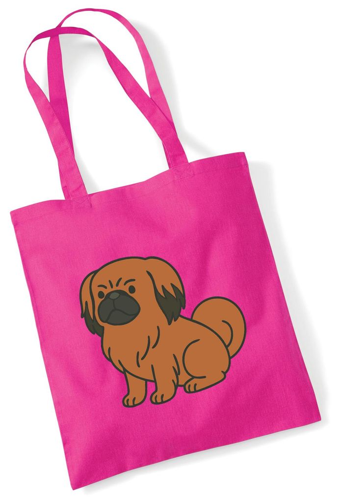 Huuraa Jutebeutel Pekingese Comic Peki 10 Liter Fuchsia Baumwolle Tasche Geschenkidee