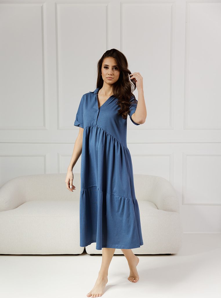 DOLCE SONNO Stillnachthemd - Umstandsnachthemd – Langes Nachthemd für Damen - 100% Baumwolle – Veria North S