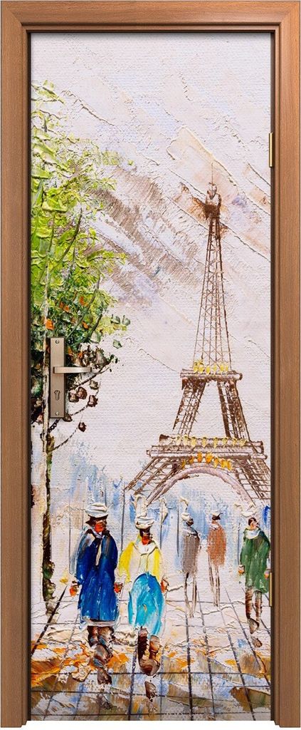 Türposter 70x200 cm Türaufkleber Türtapete Türfolie Klebefolie Paris Eiffel Menschen Gebäude Stadt