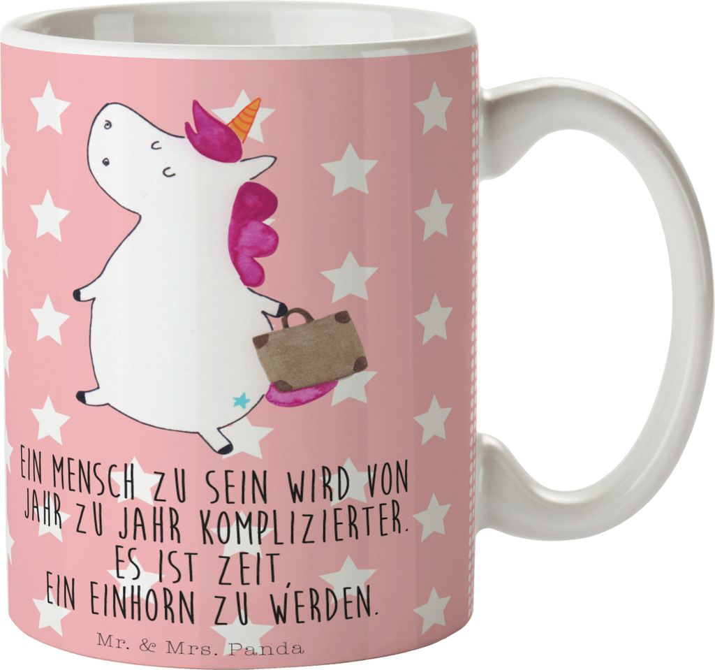 Mr. & Mrs. Panda Tasse mit Spruch Einhorn Koffer - Rot Produktbild 