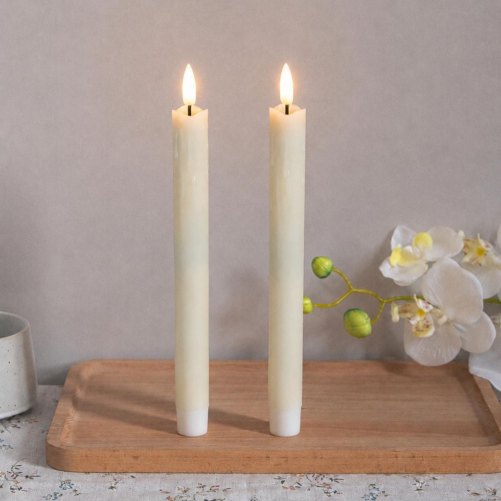 2 candele a LED, luce bianco caldo, 19 cm, senza fiamma, Immagine del prodotto 