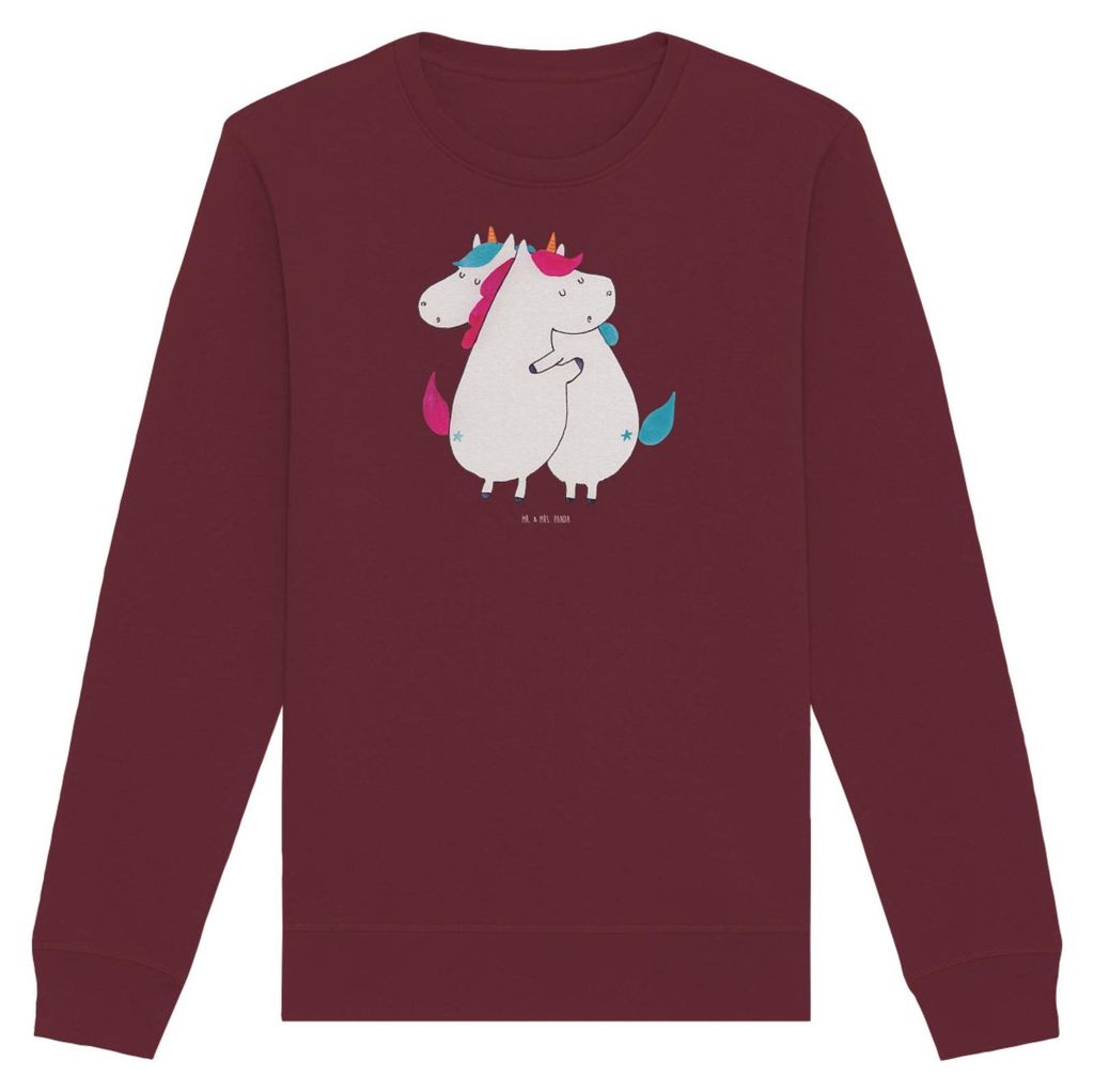 Mr. & Mrs. Panda Rundhals Pullover Einhörner Umarmen Größe XL - Burgundy - Geschenk, Sweatshirt, Unicorn, Nachhaltiger, Sweater, Freundinnen, Fa...
