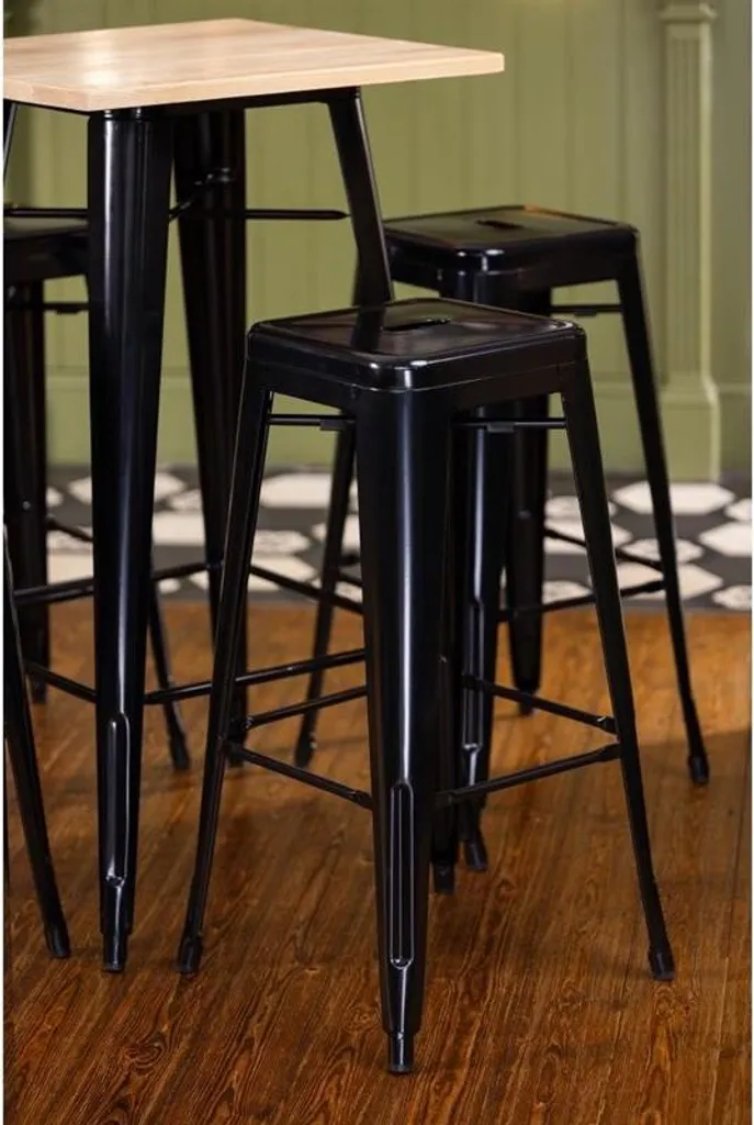 Table de bar Bolero Bistro avec plateau en bois noir 60x60cm robuste - 3