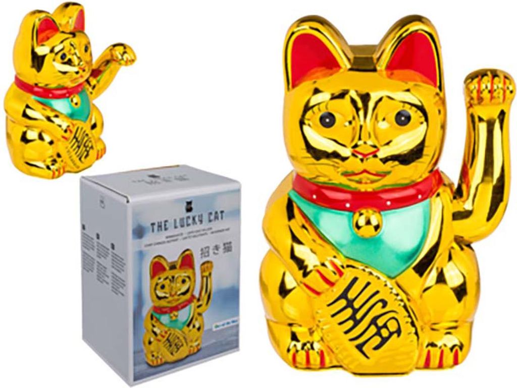 Dekoelement Winkekatze 20 cm gold Produktbild 