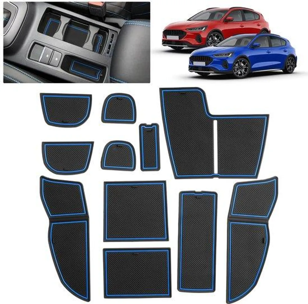 Tapis de Protection pour Vide-Poches et Porte-Gobelets Auto Bleu Marine