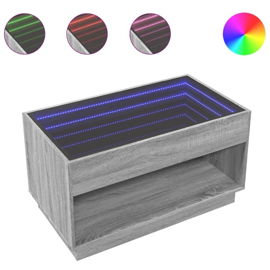 Couchtisch mit Infinity-LED Grau Sonoma 90x50x50 cm