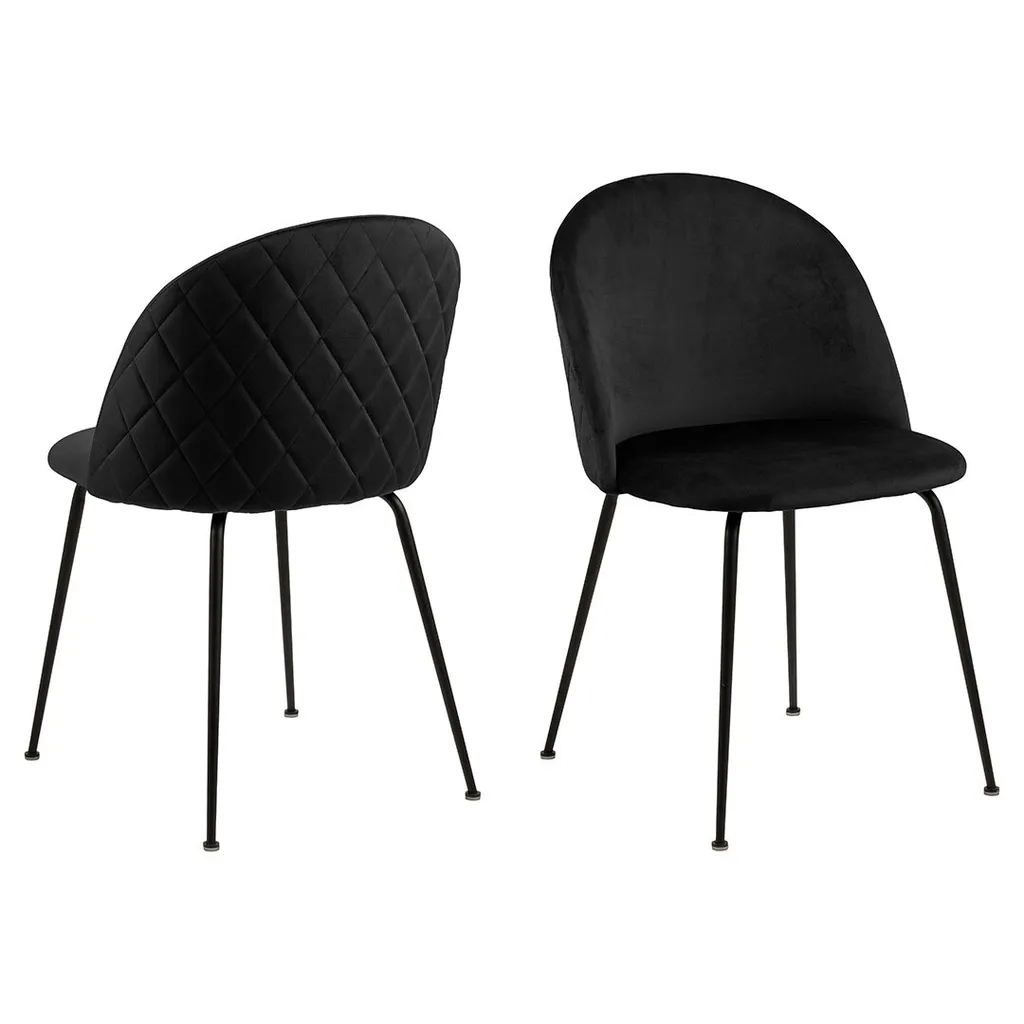 Chaise de salle à manger Louise en velours noir pour repas conviviaux
